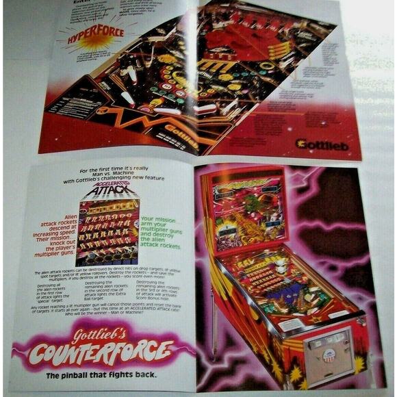 Pinball FLYERS 6 Black Hole Volcano Devils Dare Mars Bounty Hunter Counterforce - Picture 3 of 3
